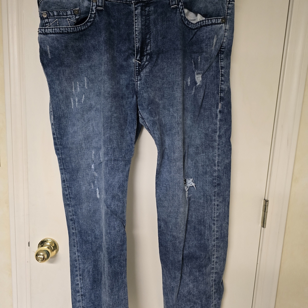True Religion Men's Faded Blue Straight Jeans